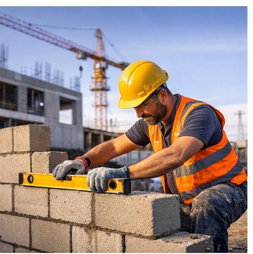 Travaux de maçonnerie sur chantier