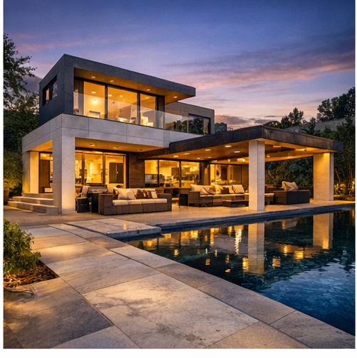 Maison contemporaine avec extérieur